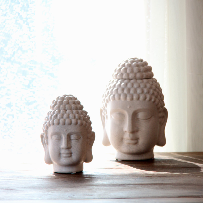 Qianmuen Buddha Head Ceramic Aromatherapy Decoration Buddha Storage Tank IKEA Decoration Decoration Buddhist Decoration Supplies