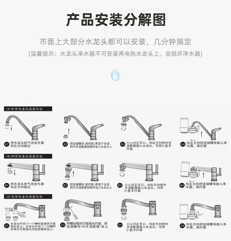 安之星 前置水龙头净水器 七层过滤 一机五芯 可用两年 图15
