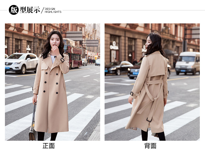 2019 xuân mới của phụ nữ kaki áo khoác dài sang trọng eo thon giảm béo mùa xuân và áo gió mùa thu - Trench Coat áo kaki nữ