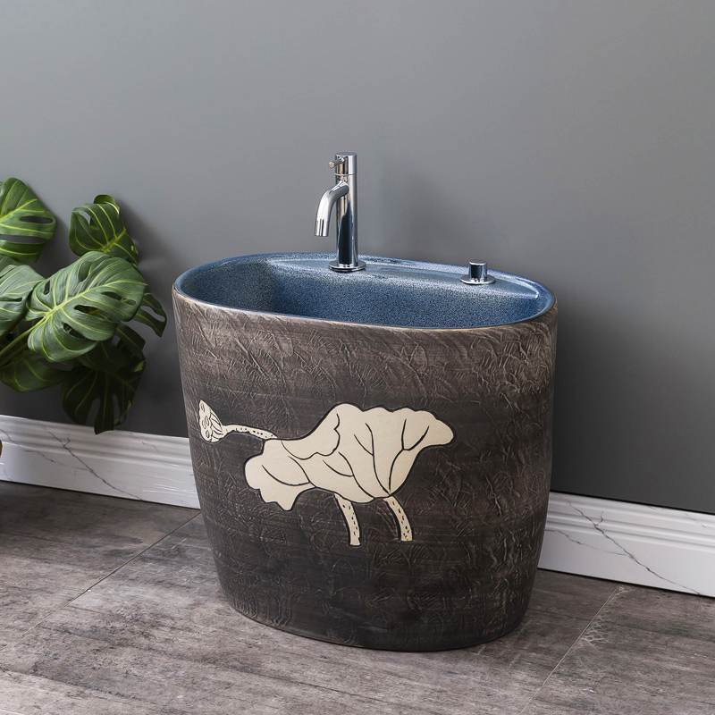 Household automatic ceramic mop pool water wash basin with restoring ancient ways leading to the balcony toilet mop pool
