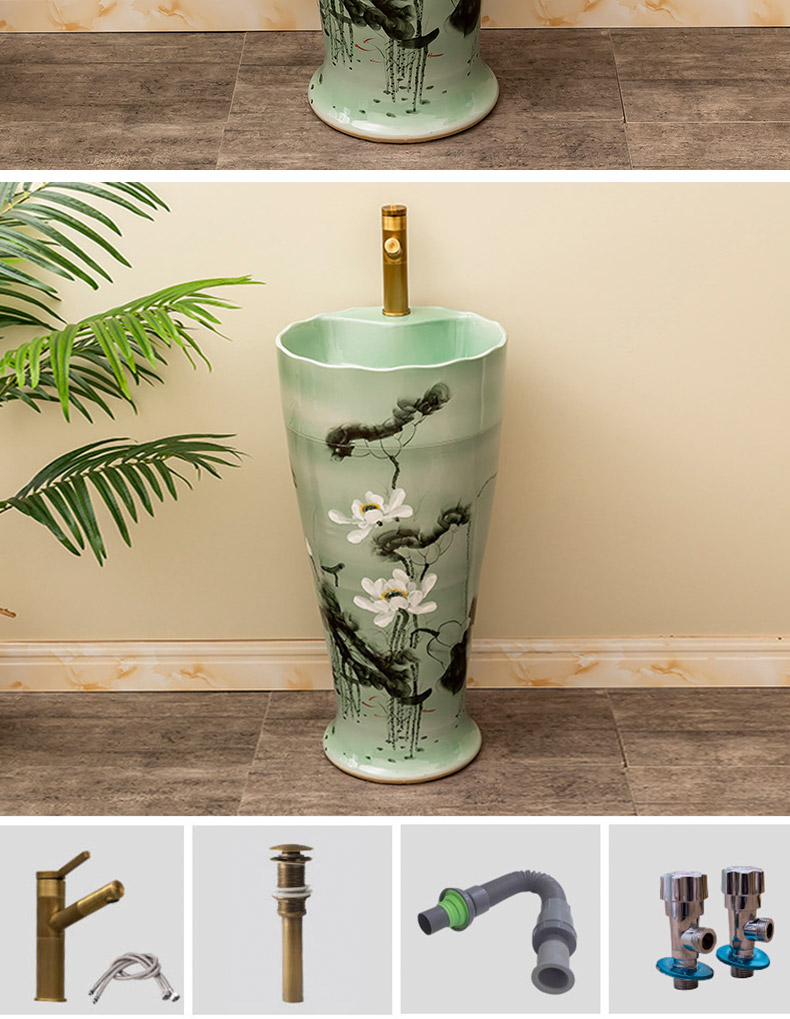 Is suing garden ceramics column basin of the balcony floor type lavatory household toilet lavabo lotus