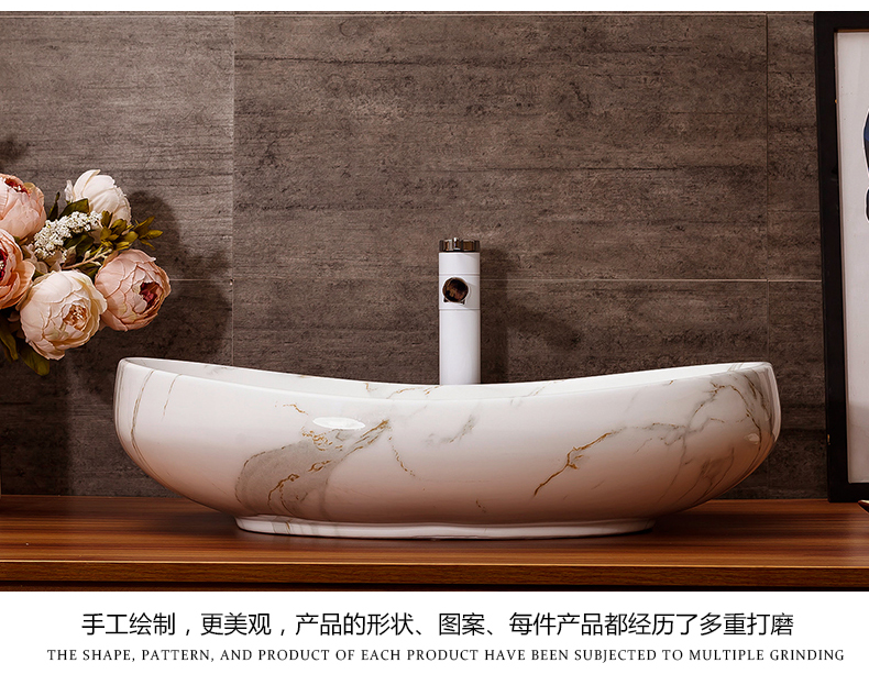 Ceramic art stage basin oval sink marble basin Europe type restoring ancient ways of household toilet lavatory