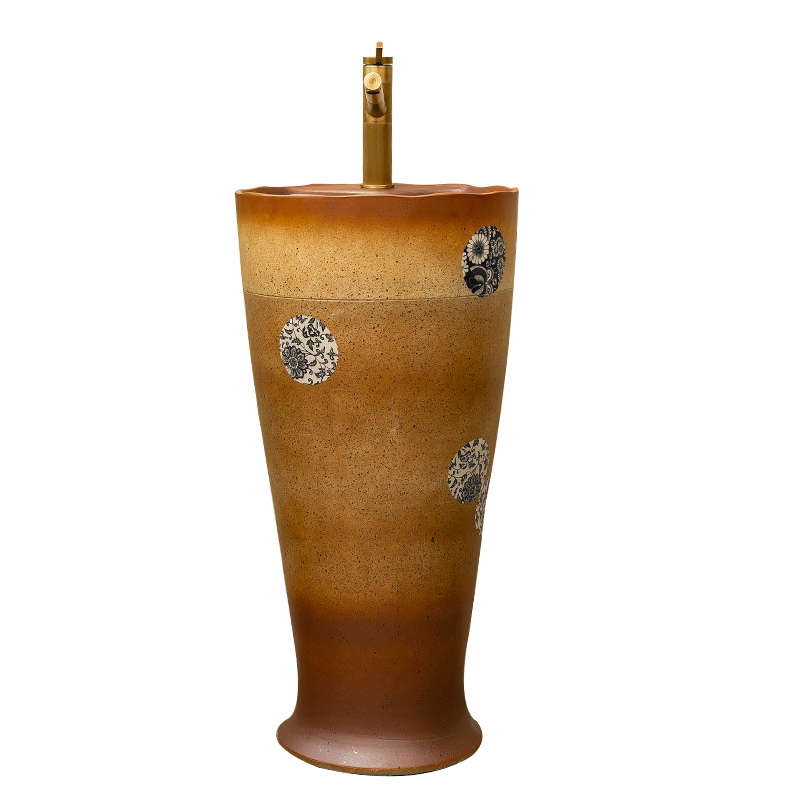 Retro ceramic column basin one balcony is suing patio floor type lavatory household toilet lavabo