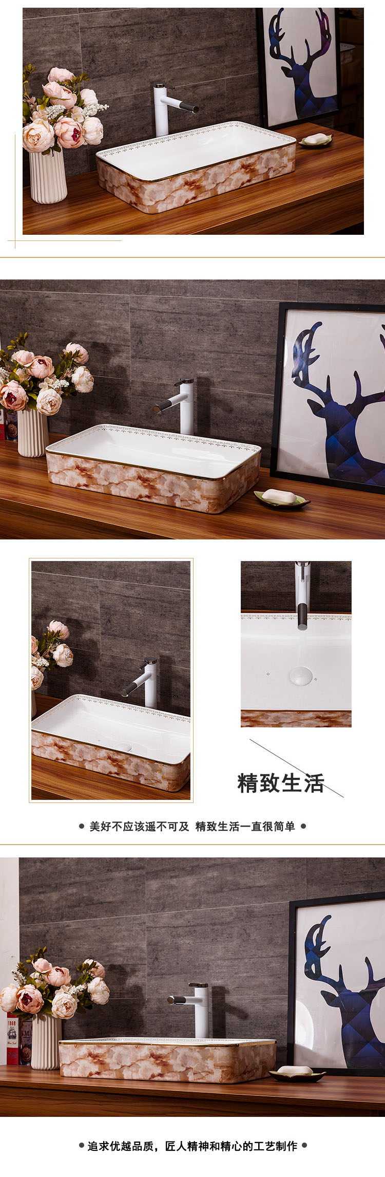 Jingdezhen ceramic art basin home stage basin circular spillway hole Europe type lavatory toilet lavabo