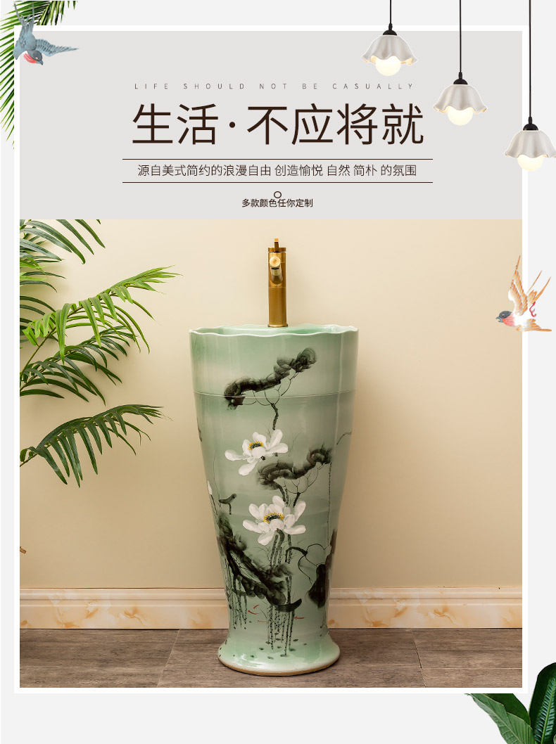 Is suing garden ceramics column basin of the balcony floor type lavatory household toilet lavabo lotus