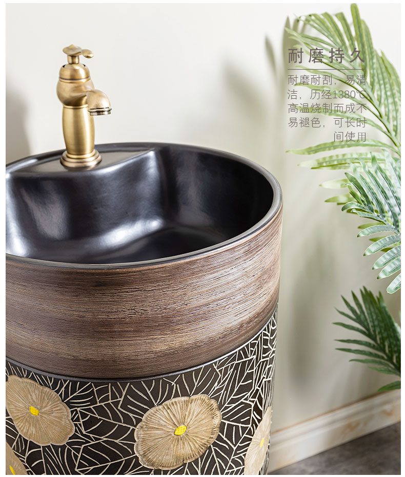 Ceramic column basin restoring ancient ways of household toilet lavatory basin sink balcony is suing floor one column
