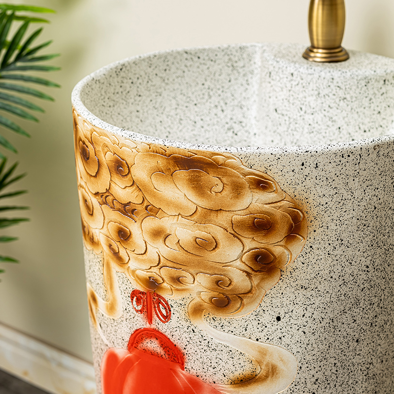 Pillar lavabo courtyard pool floor integrated basin balcony column basin ceramic lavatory toilet 6