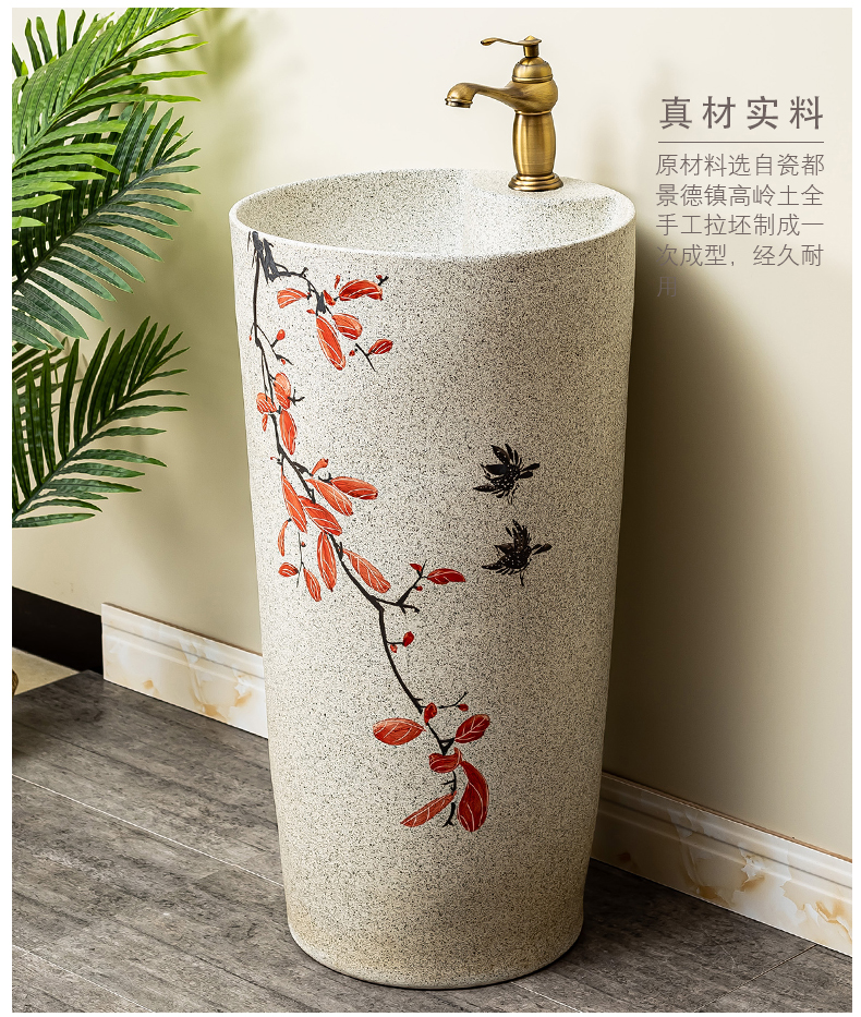 Pillar lavabo courtyard pool floor integrated basin balcony column basin ceramic lavatory toilet 10