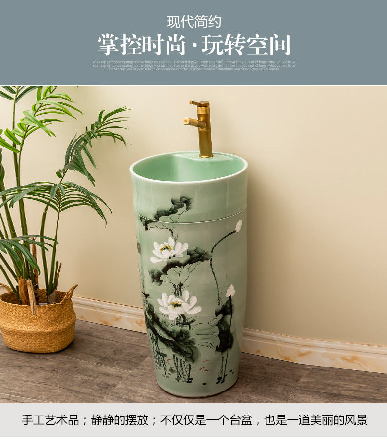 Chinese lotus ceramic one pillar type lavatory floor is suing garden sinks balcony sink