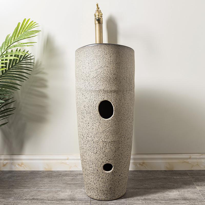 Household small family pillar type lavatory toilet lavabo is suing balcony floor ceramic basin of pillar 2
