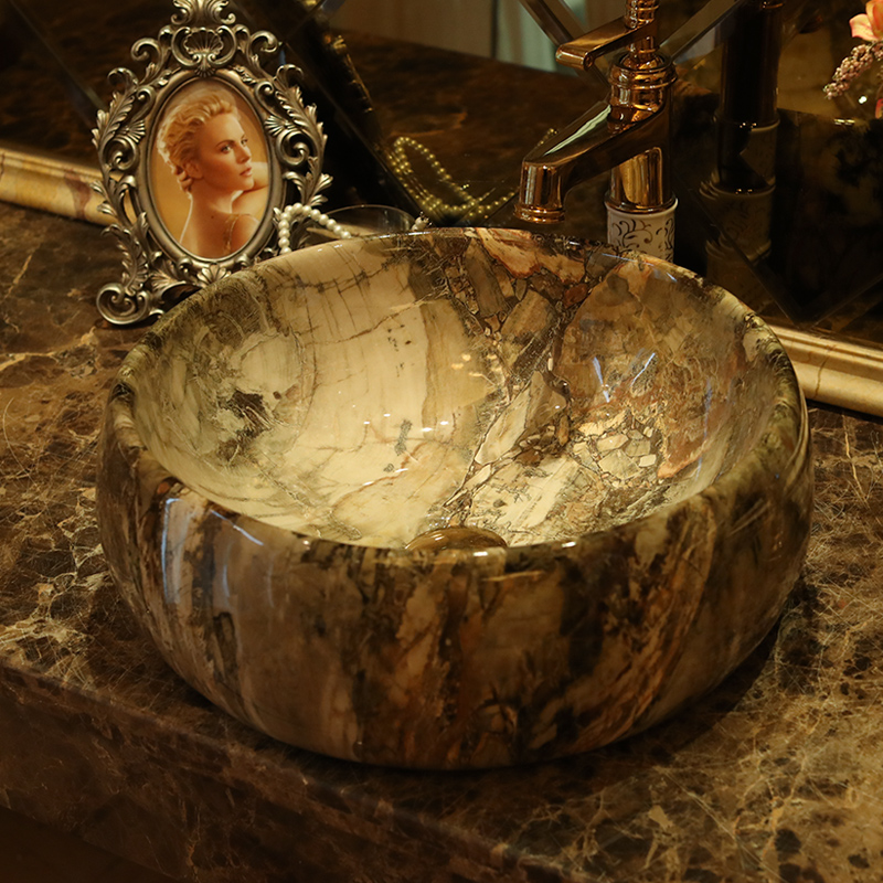 Jingdezhen ceramic stage basin of continental basin art circle marbled bathroom sinks to the sink