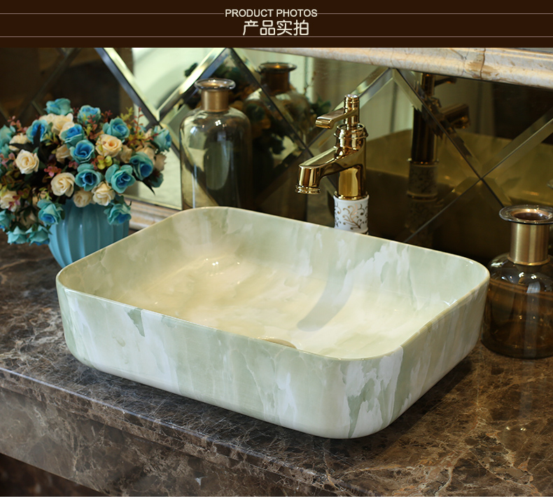 Basin art ceramics on the rectangle Europe type restoring ancient ways sink imitation marbled bathroom sinks