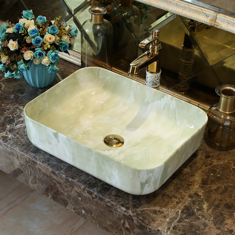 Basin art ceramics on the rectangle Europe type restoring ancient ways sink imitation marbled bathroom sinks