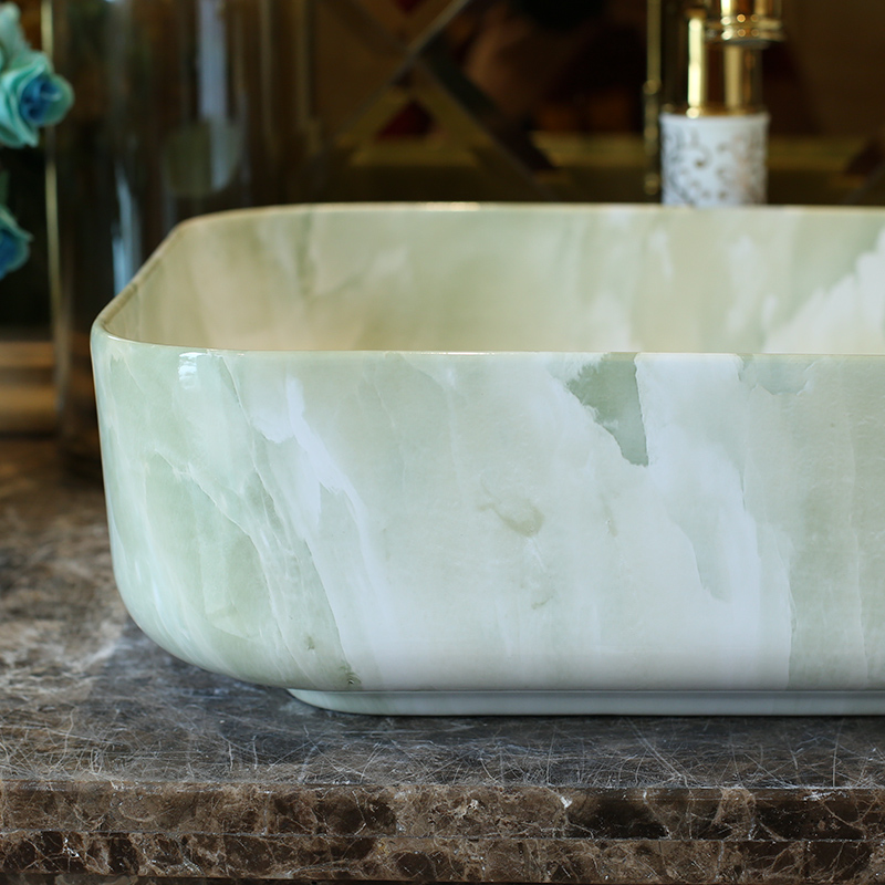 Basin art ceramics on the rectangle Europe type restoring ancient ways sink imitation marbled bathroom sinks