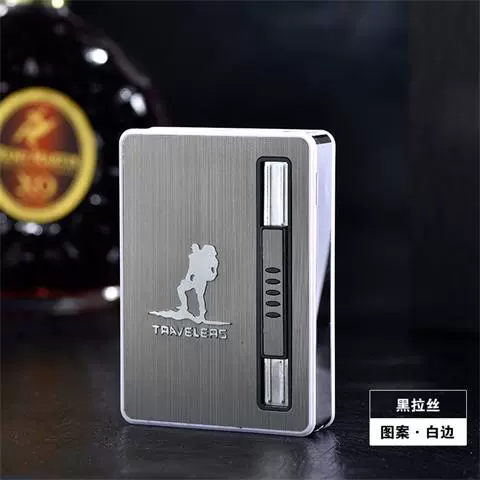 20 que gồm 10 bao thuốc lá, nhẹ hơn, tự động, khói, xách tay, chống gió, siêu mỏng, chống gió, hộp đựng thuốc lá cá nhân - Bật lửa