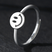 Sterling silver ring female ins tide smiley face food finger ring single ring girl friend fashion personality lettering ring opening