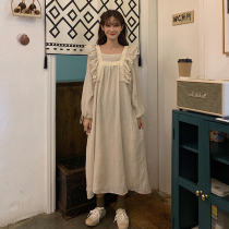 Mori long sleeve dress women spring and autumn 2021 New French Super fairy design sense niche temperament long skirt