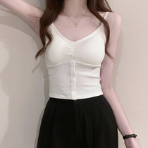 White harness vest female inner lap Summer with chest cushion underwear Jedi fashion Breasted Bottom Knitted Blouse External Wear