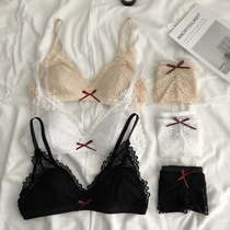 Spring new sexy bra set women lace without steel ring small chest gather bra underwear two-piece tide