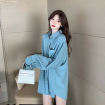 Lazy wind sunscreen long sleeve shirt womens spring and autumn 2021 New loose hanging feeling Joker thin shirt coat