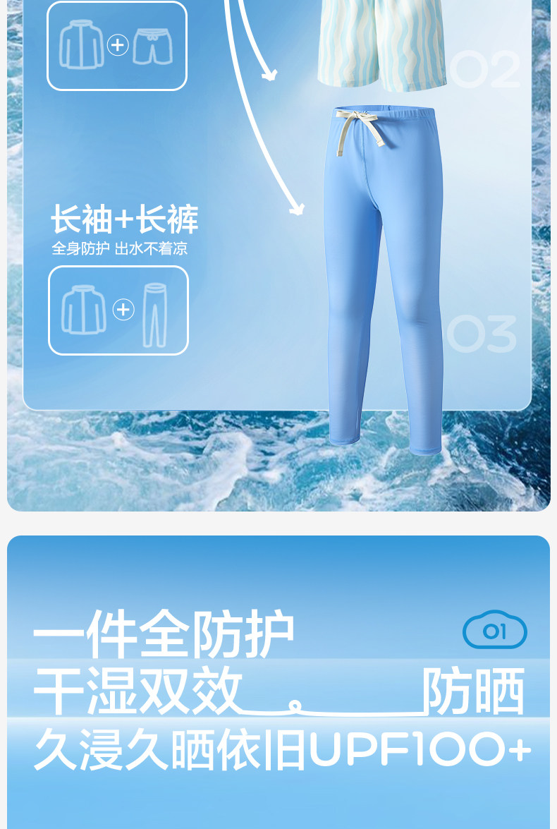 KK树儿童泳衣男童长袖长裤宝宝分体泳装女孩游泳衣海边沙滩防晒夏 — 12
