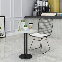 Nordic marble sofa side casual negotiation table and chair combination simple modern small round table milk tea house metal table