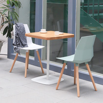 Nordic simple design commercial solid wood dining table home living room small square table milk tea house cafe leisure negotiation table