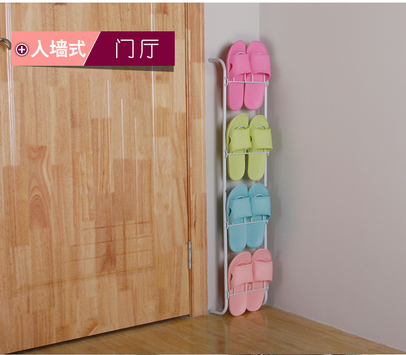 Phòng tắm phòng tắm dép khung cửa tường giá mini giày giá lưu trữ đơn giản nền kinh tế rèn sắt - Kệ ke treo tuong