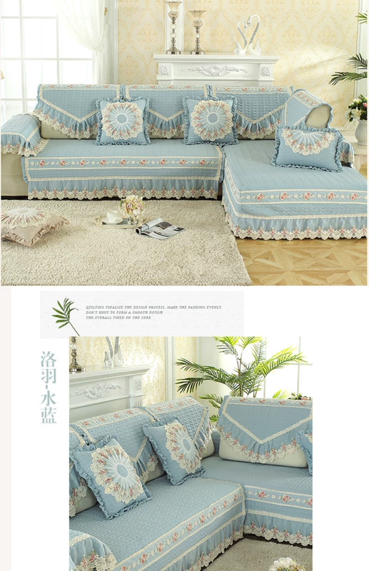 Đơn giản hiện đại vải sofa đệm châu Âu bốn mùa đệm chống trượt vườn phổ quát bao gồm tất cả sofa bao gồm chaise longue phòng khách - Ghế đệm / đệm Sofa