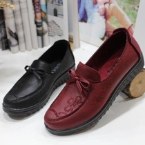 Old Beijing Cloth Shoes Women Shoes Moms Shoes Women Single Shoes Low Help Soft Bottom Flat Heel Sleeves Shoes Middle Aged New