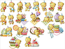 (Zhang Xiaolang) Cross-stitch DMC R line self-matching kit plastic board refrigerator sticker bear cake