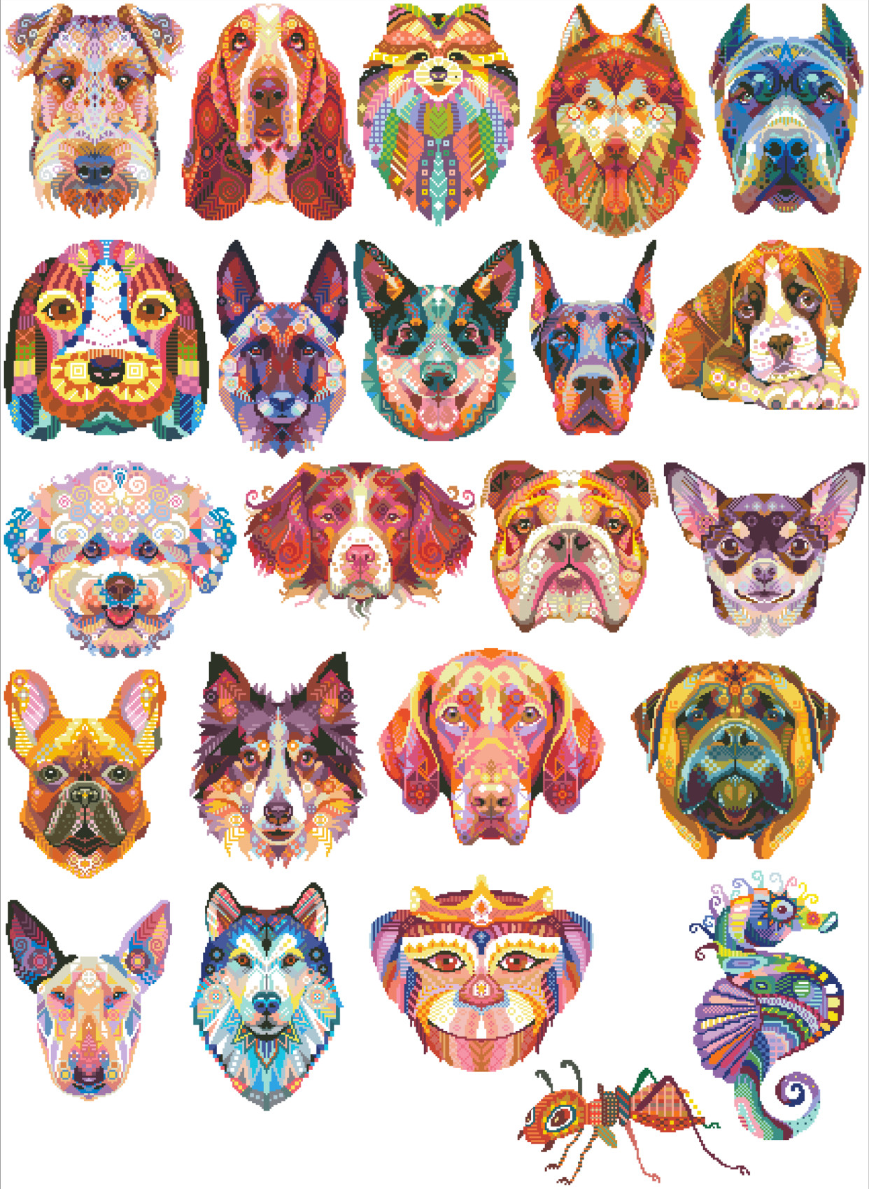 (Zhang Xiaoliang) Cross-embroidered DMC R self-fit 14CT plastic plate No cloth cotton cloth Rainbow Animal Series 5