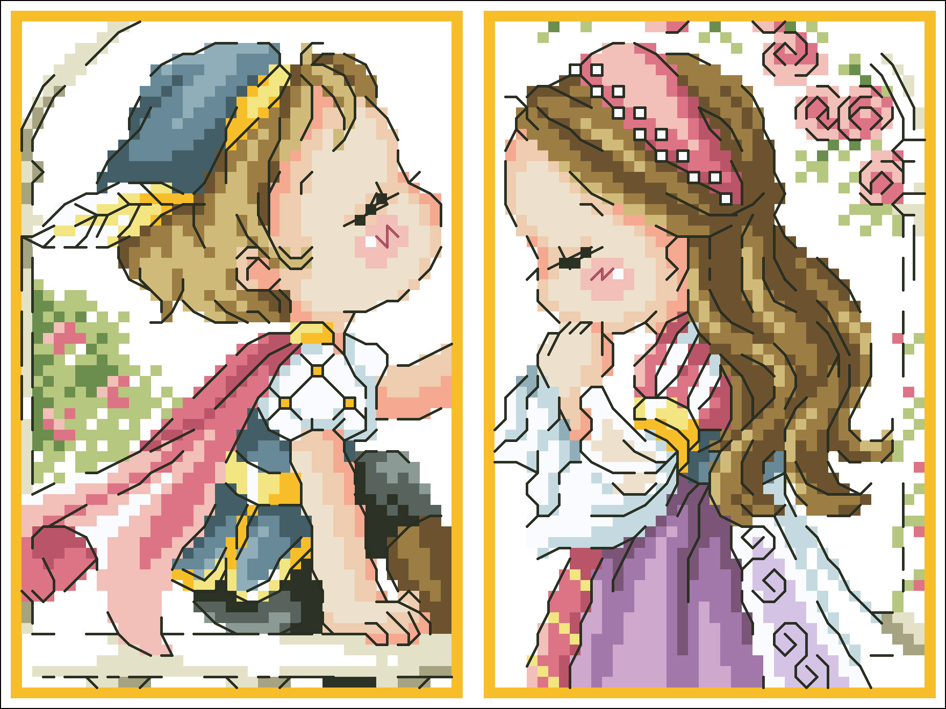 (Zhang Xiaoliang) Cross-embroidered DMC R line self-worthy Katong People with the guard Romeo Romeo and Juliet