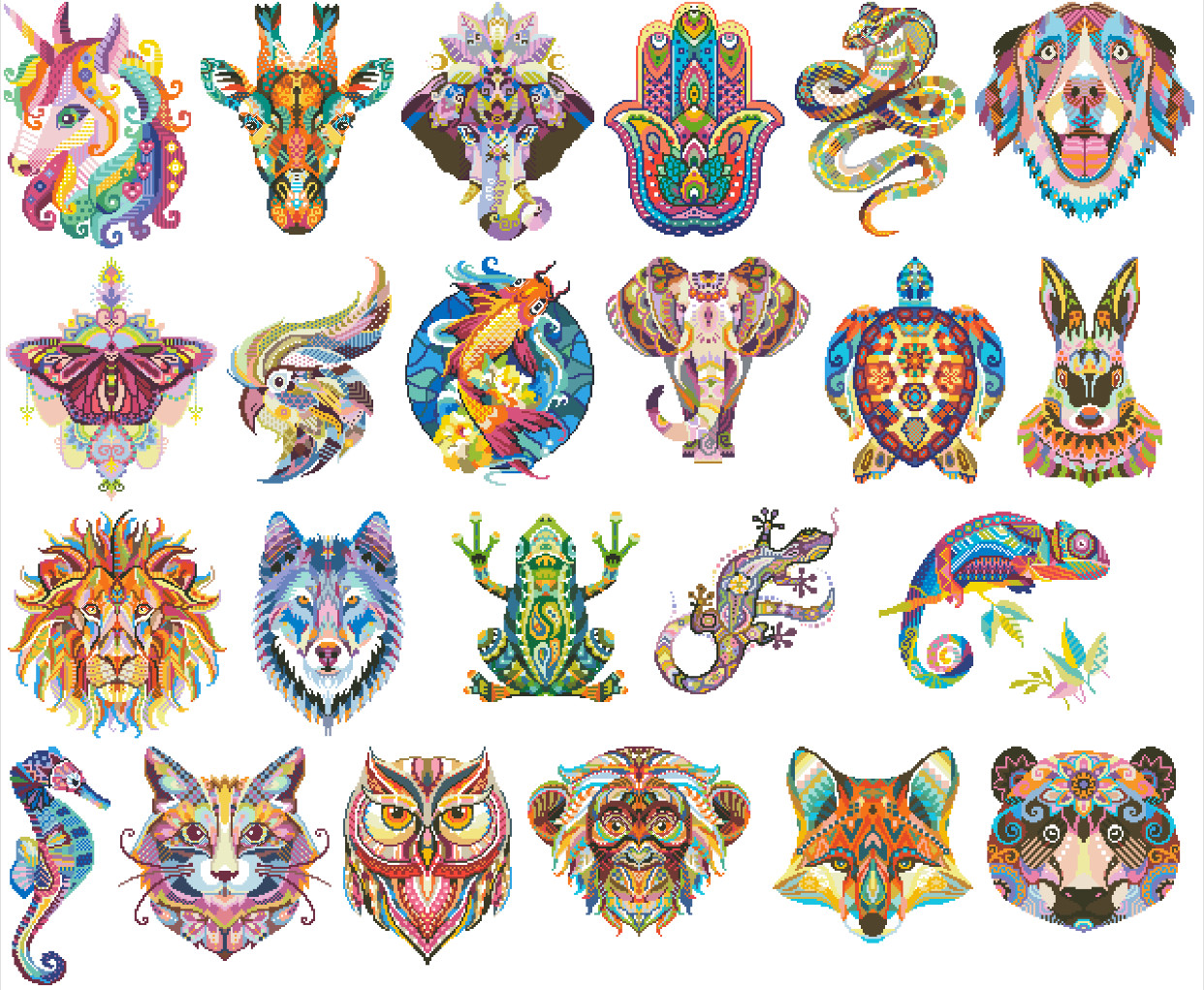 (Zhang Xiaoliang) Cross-embroidered DMC R self-fit 14CT plastic plate No cloth cotton cloth Rainbow Animal Series 1