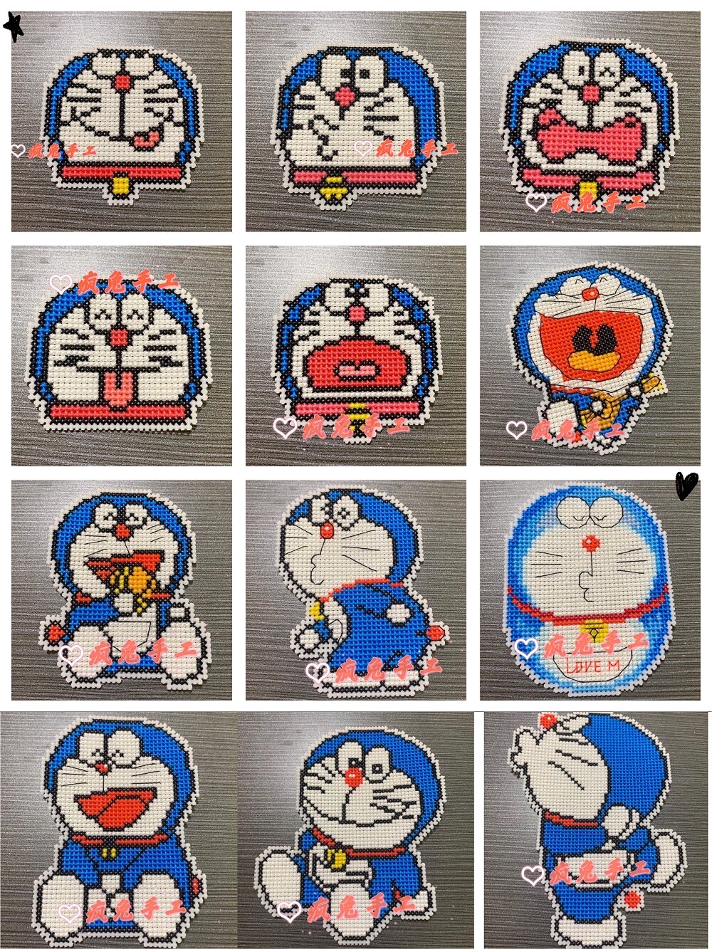 (Zhang Xiaoliang) Cross stitch DMC R line self-supporting parts plastic plate refrigerator stickers Doraemon
