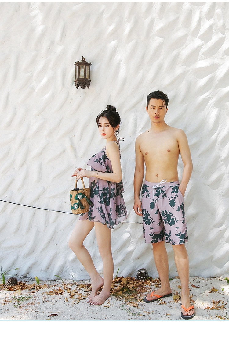 Cặp đôi đồ bơi nữ váy bikini ba mảnh áo ngực nhỏ tập hợp tấm thép che bụng người yêu mùa xuân áo tắm - Vài đồ bơi đồ đôi di biển	