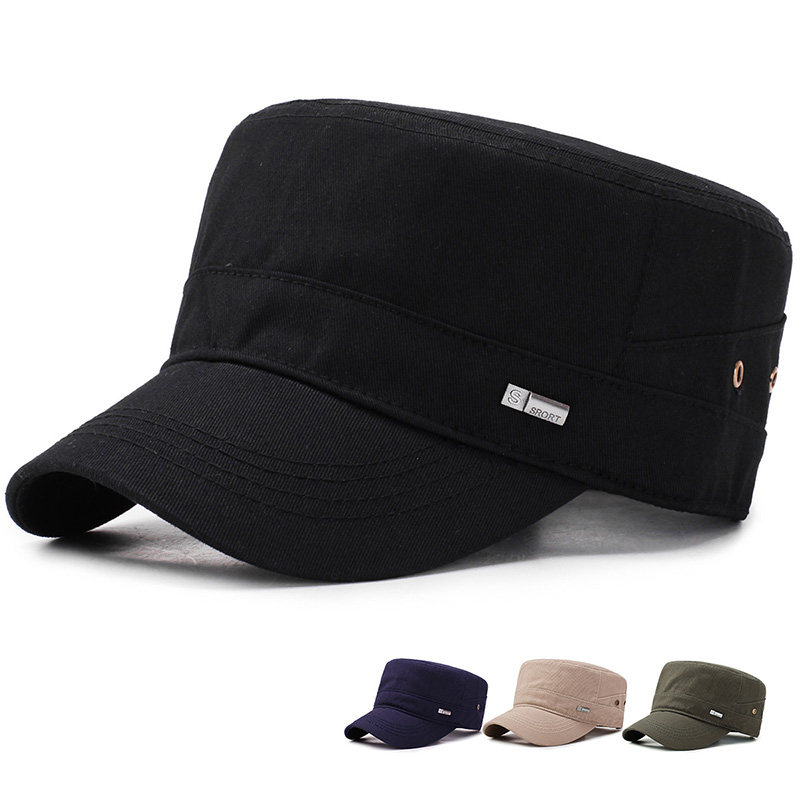 Flat top hat men's spring fall sunscreen hat Han version baseball cap outdoor sun protection duck tongue hat embroidery casual camouflated hat-Taobao