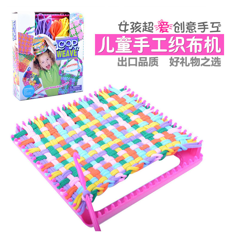 Children Rainbow Weaving Machine Loom Rubber Fascia Girl Toy Kindergarten Diy Handmade Fabric Gift