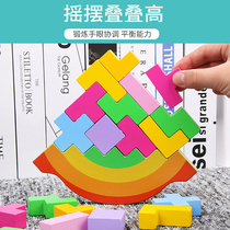 Childrens swing stack music balance building blocks toys layer by layer stack high puzzle set up desktop parent-child interactive game