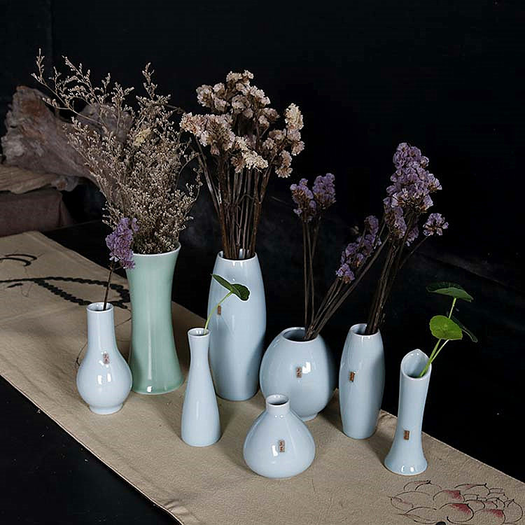 Boutique Dragon Springs Green Porcelain Flower Ware Ceramic Drying Vase Brief Retro Table Face Table Swing Piece Furnishing Hydroponic Creative Bottle