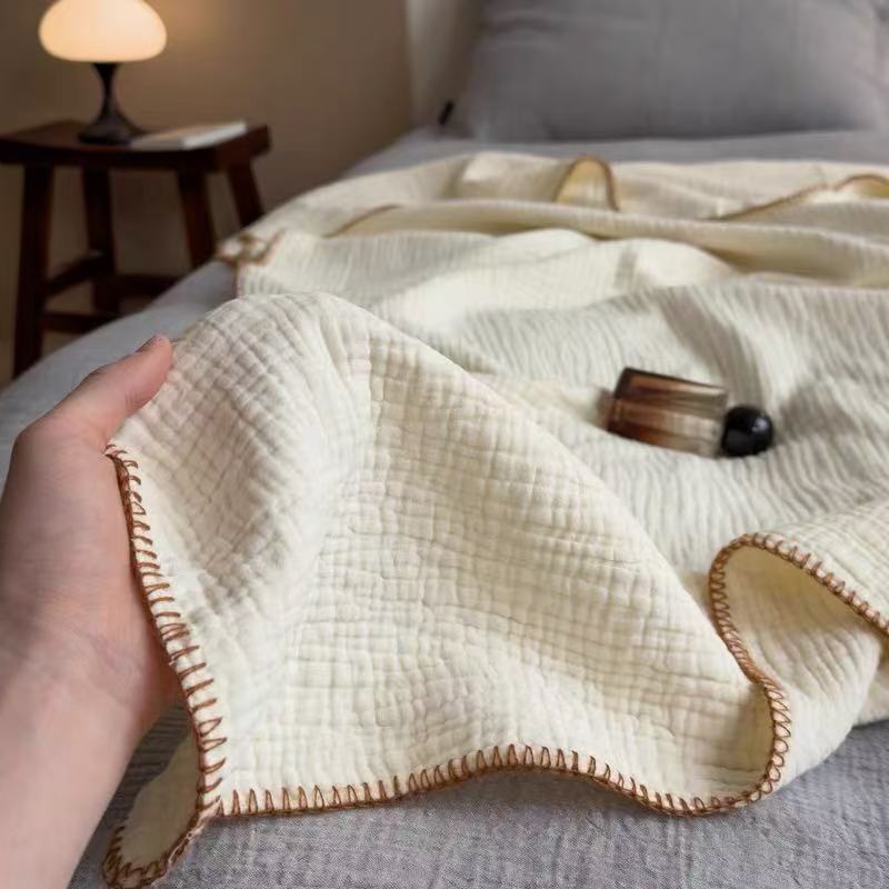 Class a All-Cotton Four-Layer Gauze Wrinkled Yarn Summer Cooling Quilt Pure Cotton Towel Blanket Sofa Cover Blanket Office Nap Air Conditioning Quilt