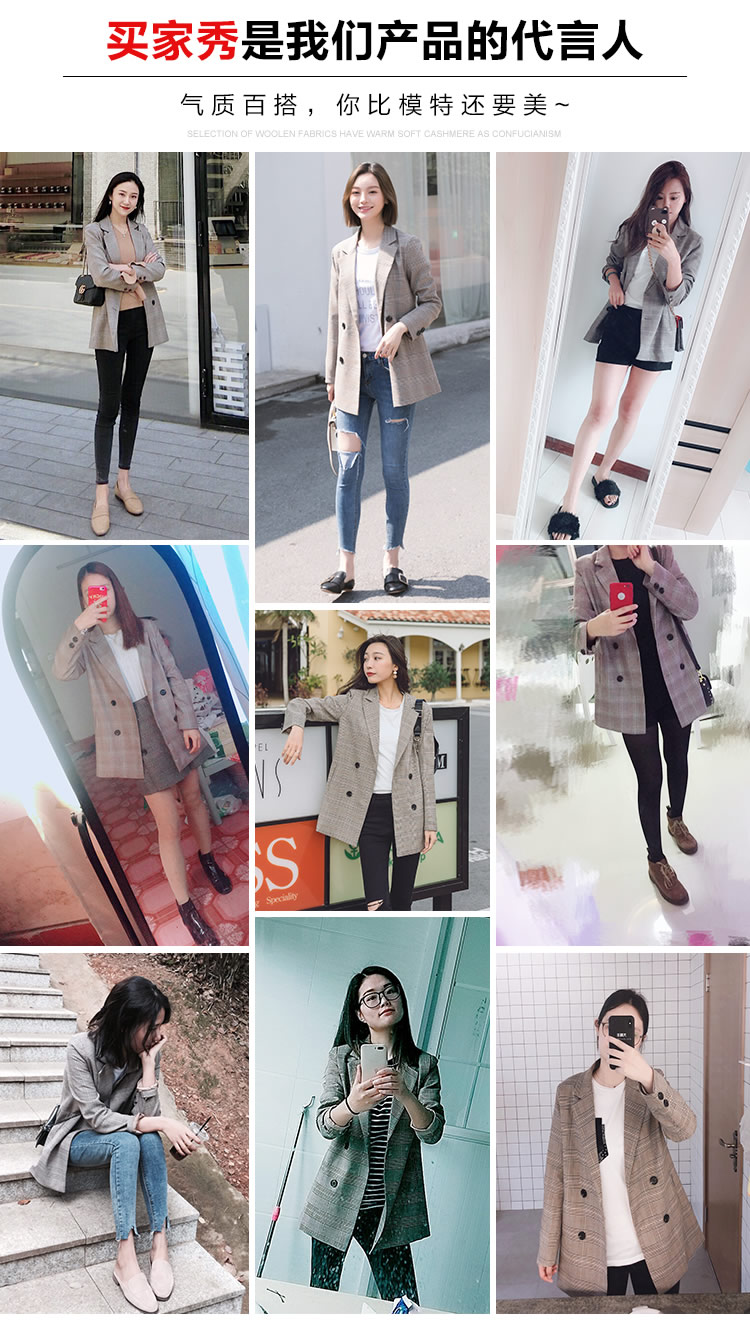 Retro Ngàn Chim Kẻ sọc Hàn Quốc 2018 Xuân-Hè Mới Loose Thin Chic Suit nhỏ Áo khoác kẻ sọc shop quần áo nữ gần đây
