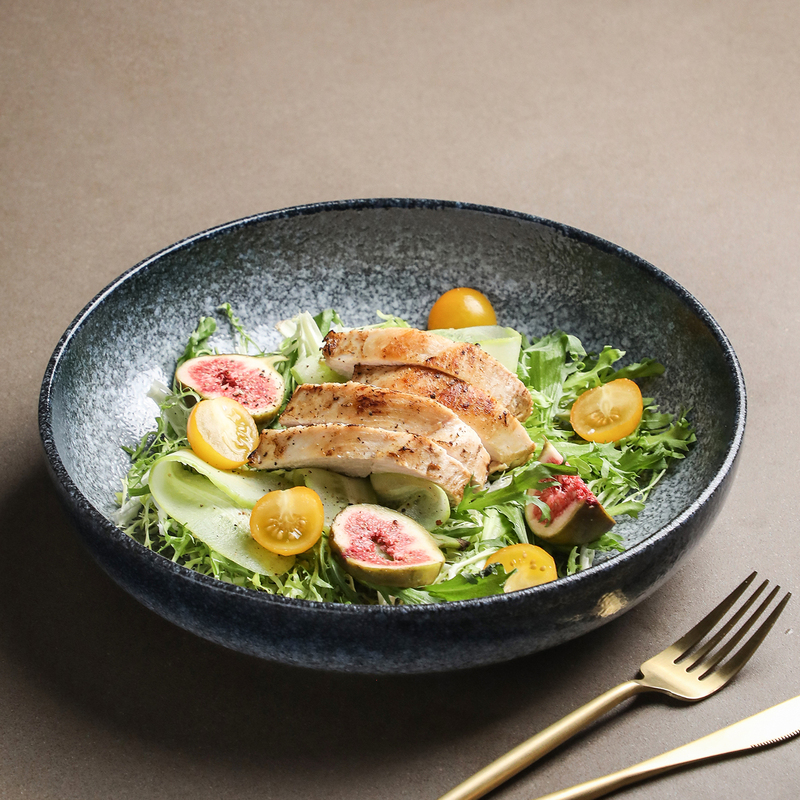 Underglaze Color Retro Deepened Japanese-Style Dish Plate Soup Plate Ceramic Plate Creative Tableware Bowl Plate Noodle Plate Deep Plate Salad Plate
