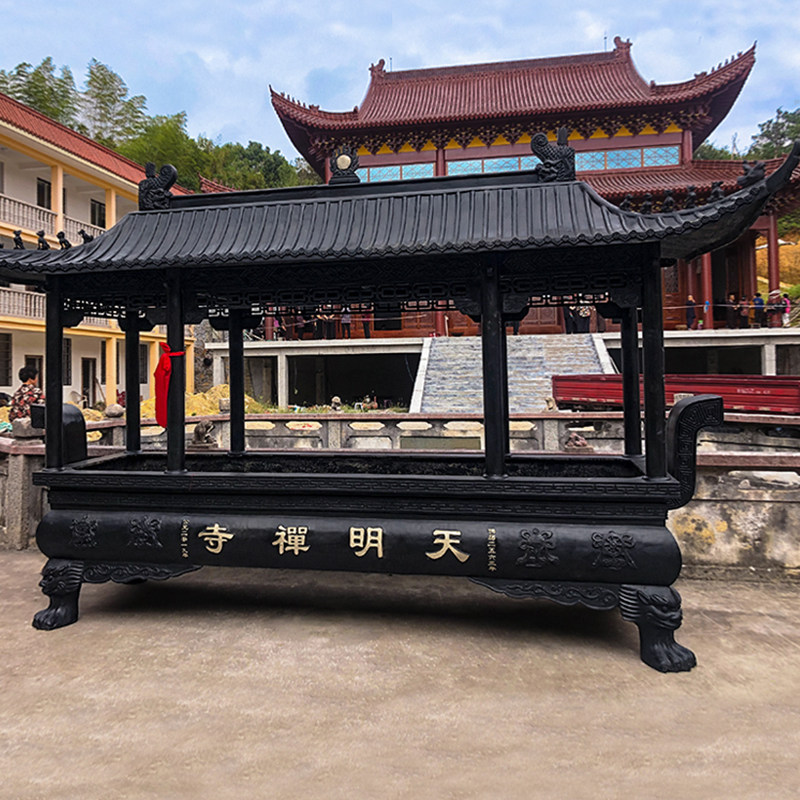 Cast iron large burning stove temple rectangular outdoor temple full copper eight dragon column Buddha temple outdoor cover