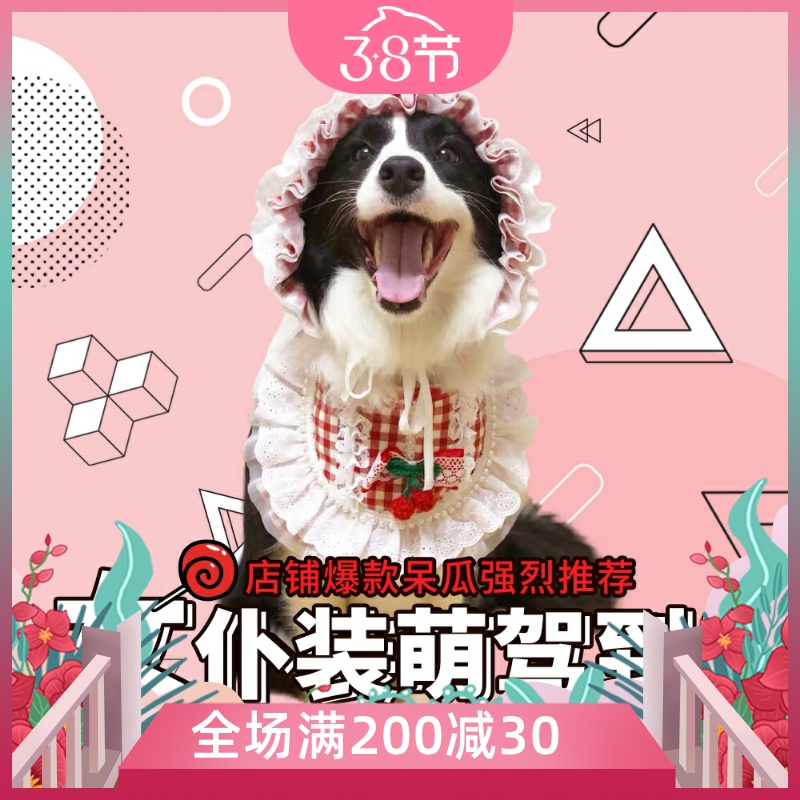 Large dog large dog Large Dog Saliva Towel in the Goods Triangle Towel Gold samo Flowers Side Maid Enclosure Cherry section