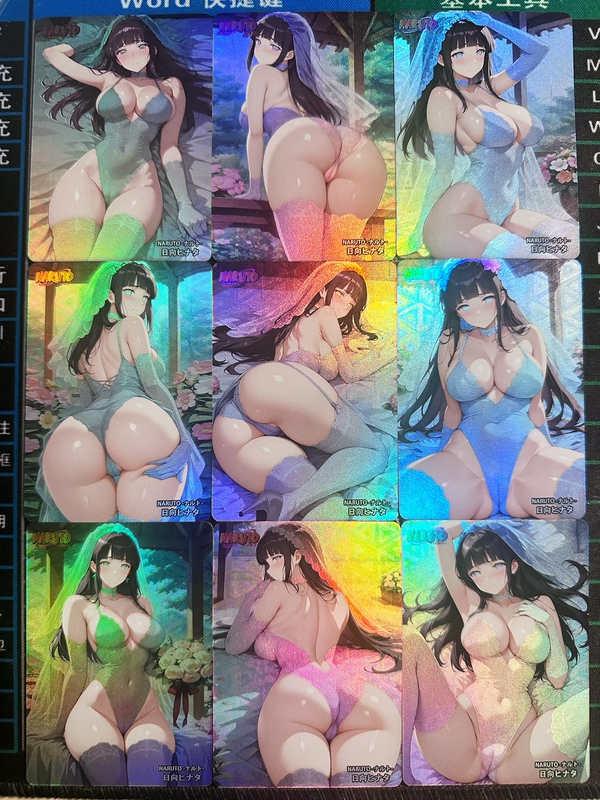 Invincible Beauty Naruto Wedding Dress Hinata Colorful Card Set Naruto Japanese Anime Sexy Female Character Cards