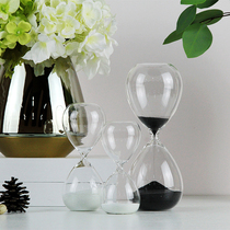 Modern minimalist Nordic Creative Glass black and white gray sand small hourglass timer living room ornaments home soft decorations