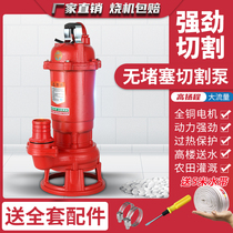 Small fecal pumping mud pump cutting sewage pump water pump sewage pump septic tank 38V220 household stainless steel