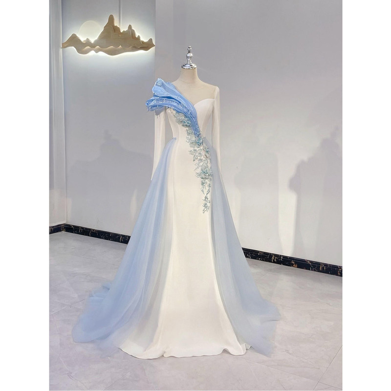New Chinese-Style Vocal Solo Performance Dress, High-End and Elegant Host Costume, Guzheng Performance Outfit, Traditional Chinese Style Annual Meeting Evening Dress New Chinese-Style Vocal Solo Performance Dress, High-End and Elegant Host Costume, Guzheng Performance Outfit, Traditional Chinese Style Annual Meeting Evening Dress