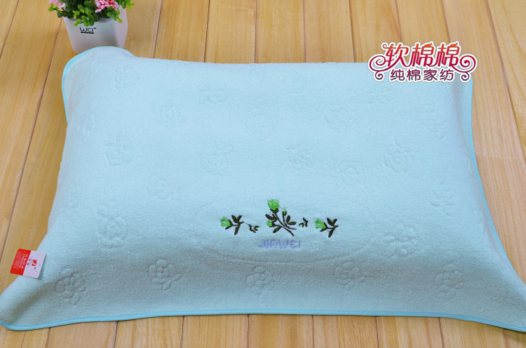2 cặp miễn phí vận chuyển nhiều màu khăn Shanghai Jia Wei chính hãng bông dày thêu viền đồng bằng một cặp tình nhân - Khăn gối vỏ gối đẹp